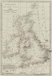 Wreck Chart of the British Isles for 1868 by John Dower